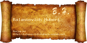 Balassovich Hubert névjegykártya
